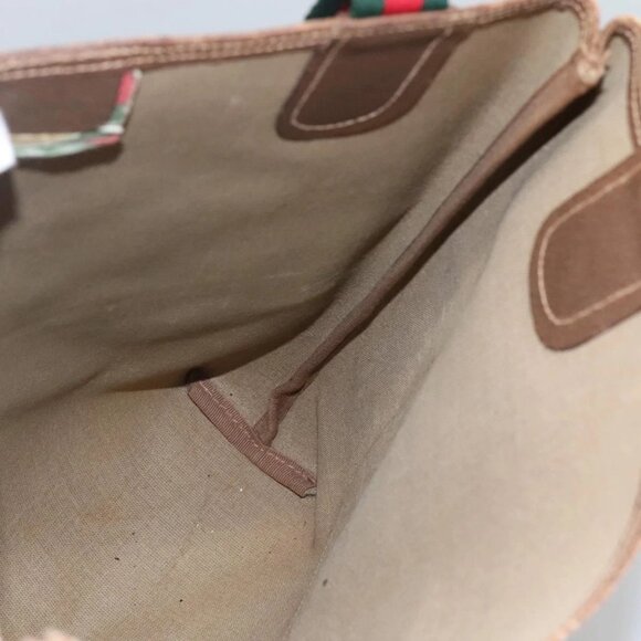 GUCCI GG Supreme Web Sherry Line Bag PVC Beige Green Red 39 02 003 Auth BD1278 - Picture 14 of 16